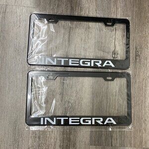 2 Pack Acura Integra Black Finish Stainless Steel Metal License Plate Frame